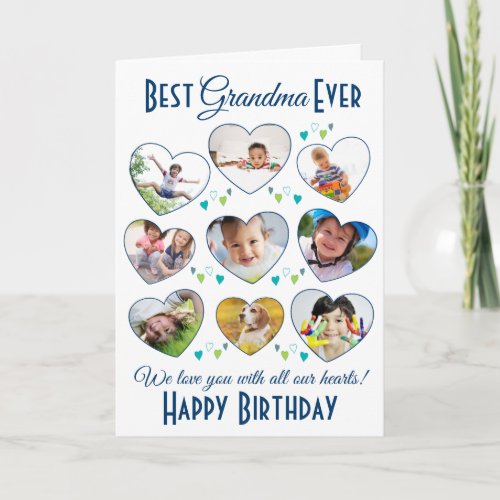 Best Grandma Ever Birthday Photo Collage Card