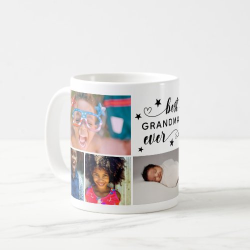 Best Grandma Ever Black Stars 7 Photos Coffee Mug