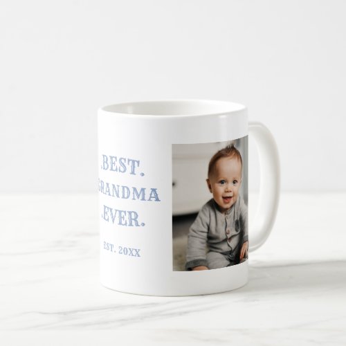 Best Grandma Ever Blue Birthday Two Photo Coffee Mug