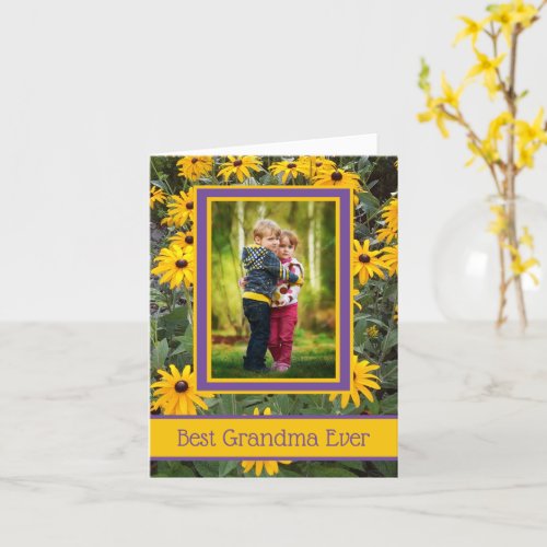Best Grandma Ever _ Bright Yellow Flowers Photo Card