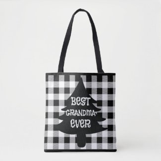 Best Grandma Ever Buffalo Check B&W Cute Christmas