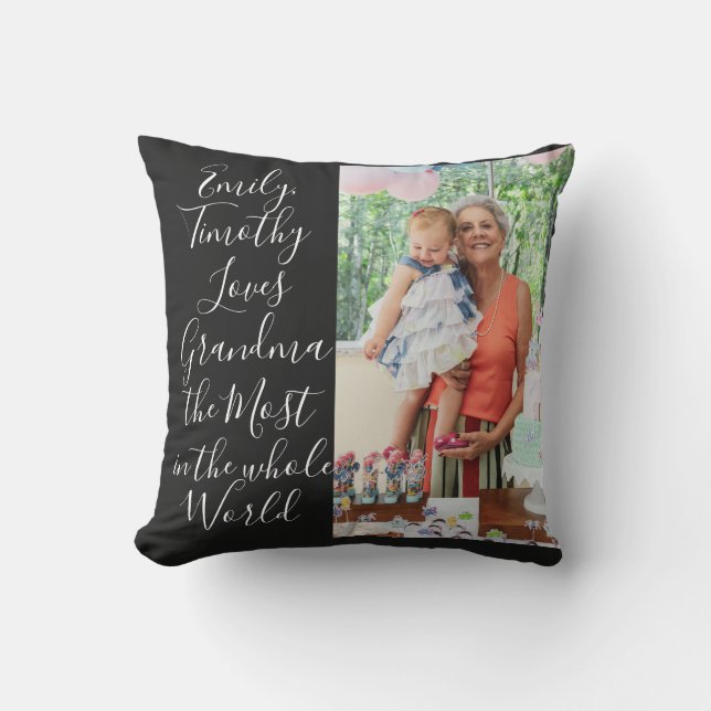 Best GRANDMA Ever Custom 2 Photo Mother's Day Throw Pillow (Front)