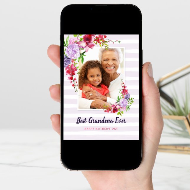 Best Grandma Ever Custom Mother's Day Photo Card (Front Digital)