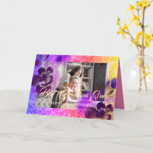 Best Grandma Ever Custom Mother's Day Photo Pink Card