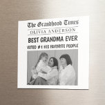 Best Grandma Ever Custom Newspaper Headline Photo  Magnet<br><div class="desc">Turn the fridge into front-page news with this fun and heartfelt Best Grandma Ever newspaper-style magnet! Personalized with her name and a cherished photo, this custom gift is a sweet reminder that Grandma is always headline-worthy. Whether for Mother’s Day, Grandparents Day, her birthday, or just because—this mini magnet makes a...</div>