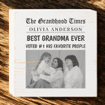 Best Grandma Ever Custom Newspaper Headline Photo  Wooden Box Sign<br><div class="desc">Make Grandma’s day with this heartwarming wooden box sign styled like a front-page newspaper! Featuring the bold headline: “The Grandhood Times – Best Grandma Ever – Voted #1 by His Favorite People, ” this design includes space for her name and a favorite photo that brings the story to life. Perfect...</div>