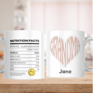 Best Grandma Ever – Custom Nutrition Label Coffee Mug