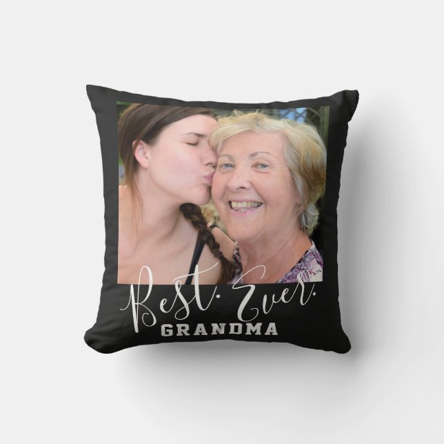BEST GRANDMA EVER Custom Photo Mother's Day Throw Pillow (Front)