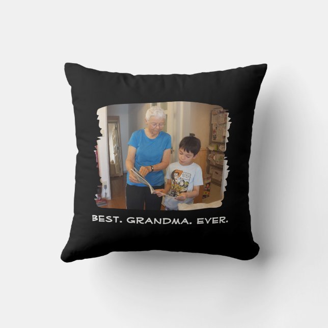 Best Grandma Ever Custom Photo Nana Grandparent Throw Pillow (Back)