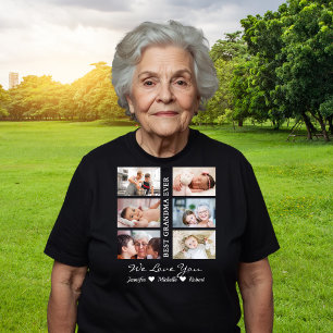Best Grandma Ever Custom Photos Grandchildren Name T-Shirt