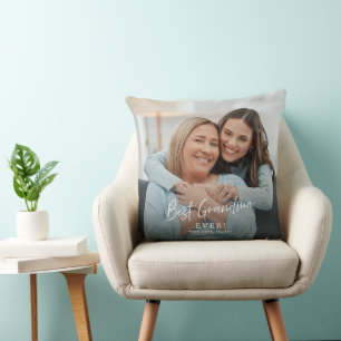 Best Grandma EVER Custom Two Photo Keepsake Throw Pillow