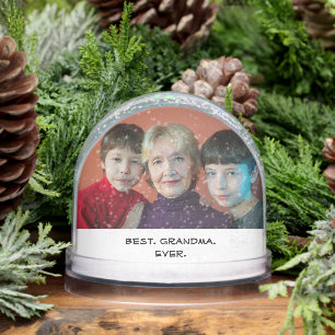 Best Grandma Ever Family Photo Fun Typography Text Snow Globe
