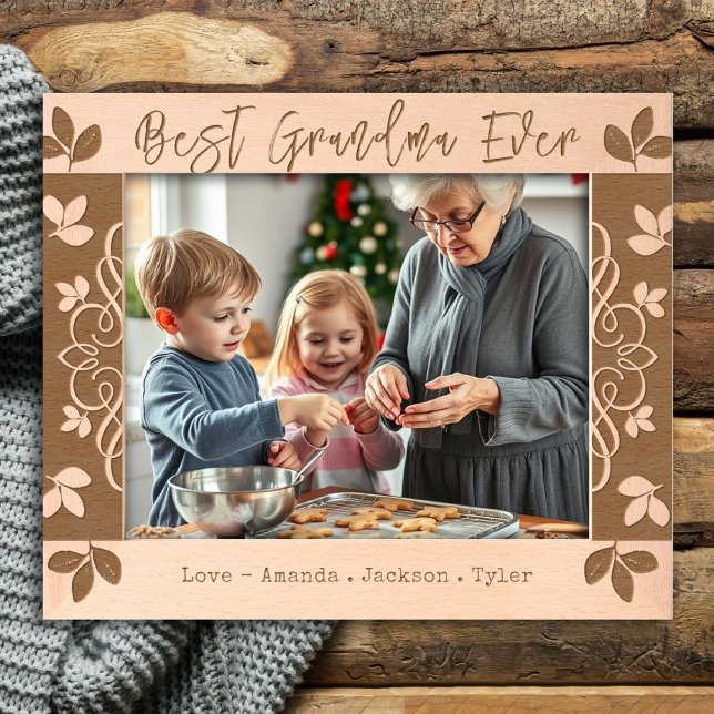 Best Grandma Ever Floral Border Engraved Frames (Creator Uploaded)