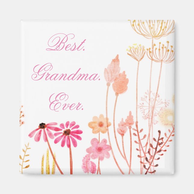 Best Grandma Ever Floral  Magnet (Front)