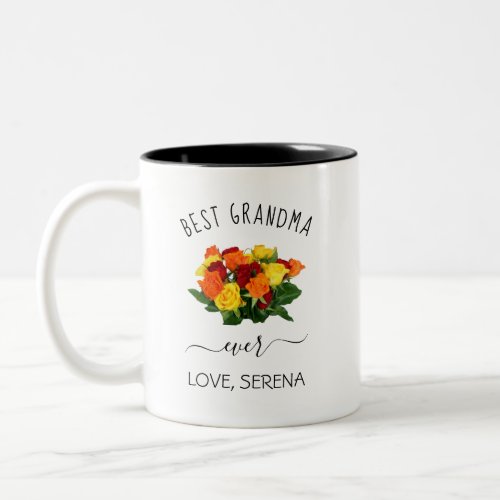 Best Grandma Ever Floral Modern Trendy Two_Tone Coffee Mug