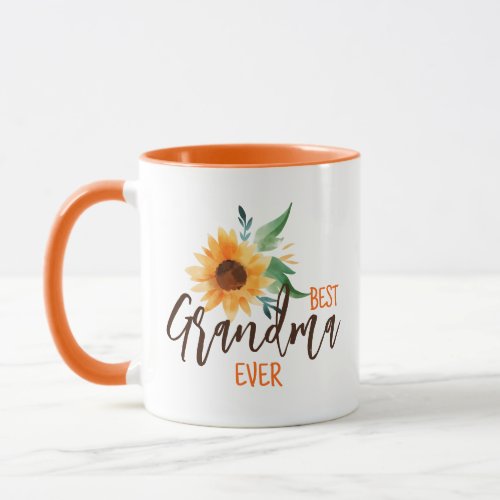 Best Grandma Ever Floral Sunflower Personalized Mug