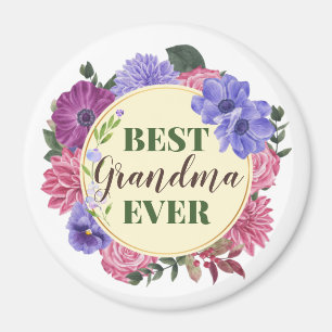Best Grandma Ever floral wreath Magnet