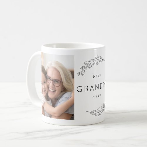 Best Grandma Ever Floral Wreath Photo Coffee Mug