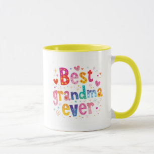 Best Grandma Ever Fun Whimsical Hearts Two-Toned  Mug