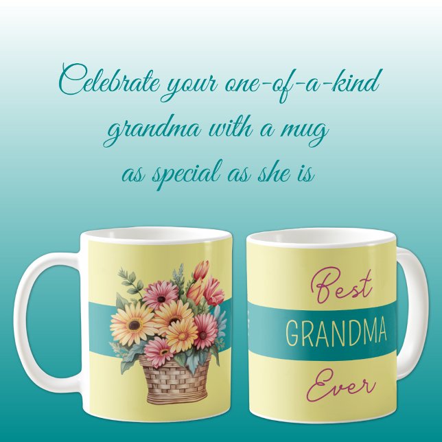 Best grandma ever gerbera flowers yellow coffee mug (Creator Uploaded)