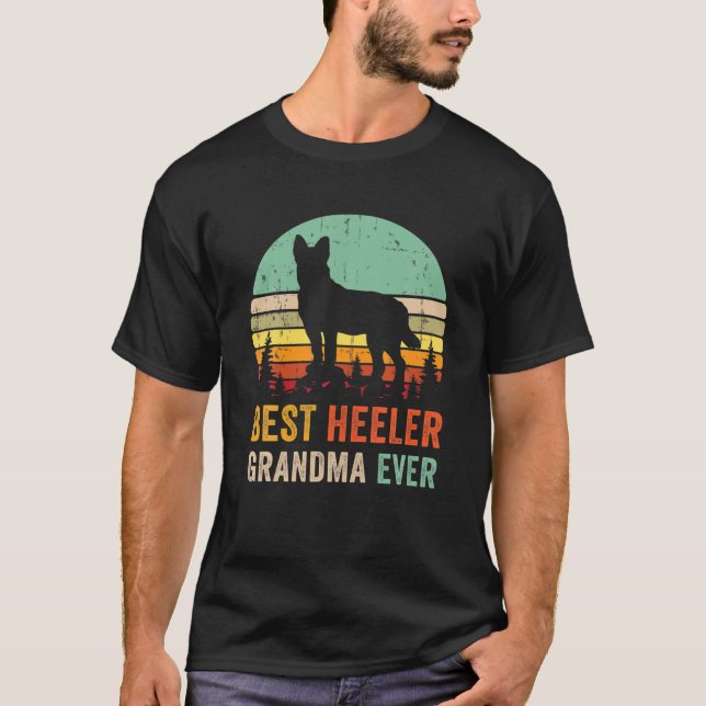Best Grandma Ever Gift Red Blue Heeler Australian T-Shirt (Front)
