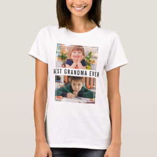 Best Grandma Ever Grandchildren 2 Photo Collage  T-Shirt