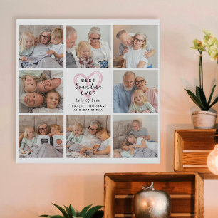 Best Grandma Ever Grandchildren Photo Collage Love Faux Canvas Print