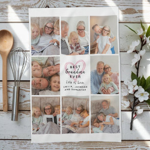 Best Grandma Ever Grandchildren Photo Collage Love Kitchen Towel
