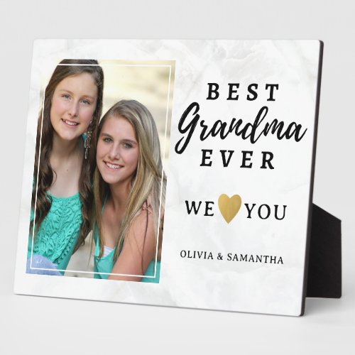 Best Grandma Ever Grandkids Marble Photo  Plaque