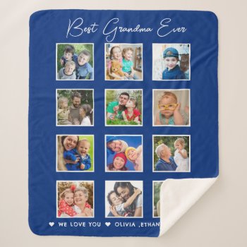 Best Grandma Ever Grandkids Photo Collage    Sherpa Blanket by semas87 at Zazzle