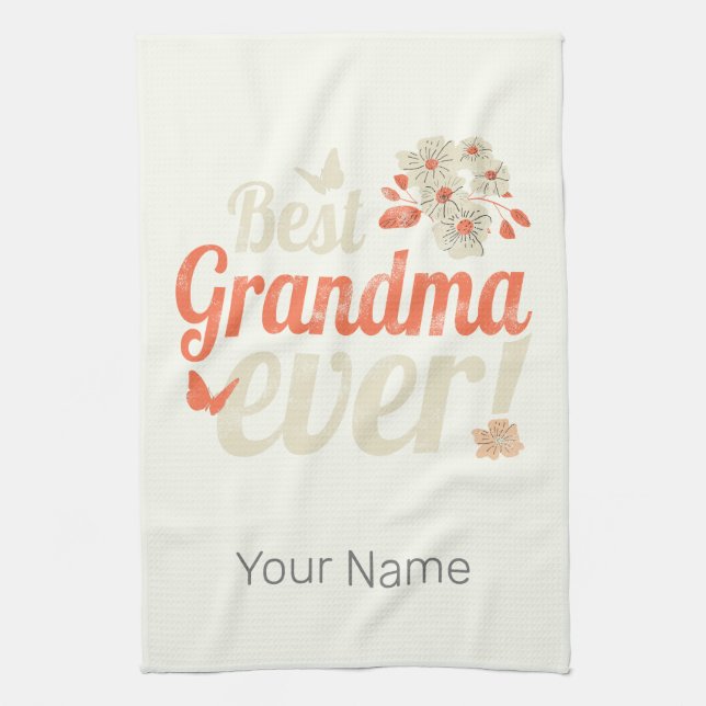 Best Grandma Ever Grandma Vintage Grandmother Kitchen Towel (Vertical)