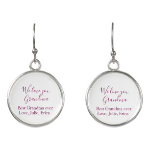best grandma ever grandparents photo gifts classic earrings