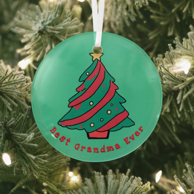 Best Grandma Ever | Green Christmas Tree Glass Ornament (Insitu)