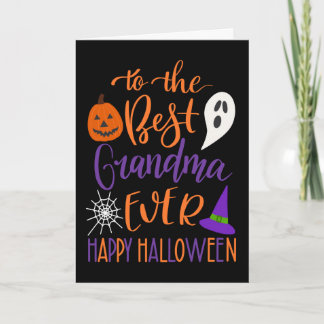 Best Grandma Ever Halloween in Orange and Purple Card