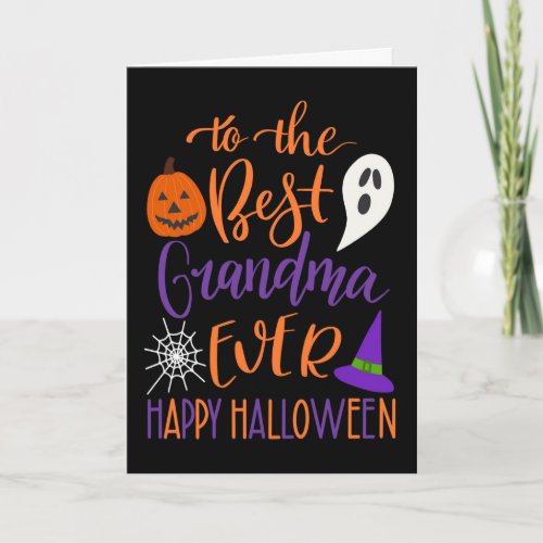 Best Grandma Ever Halloween in Orange and Purple Card
