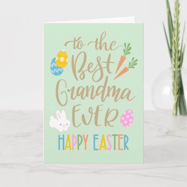 Best Grandma Ever Happy Easter Typography Card (Front)
