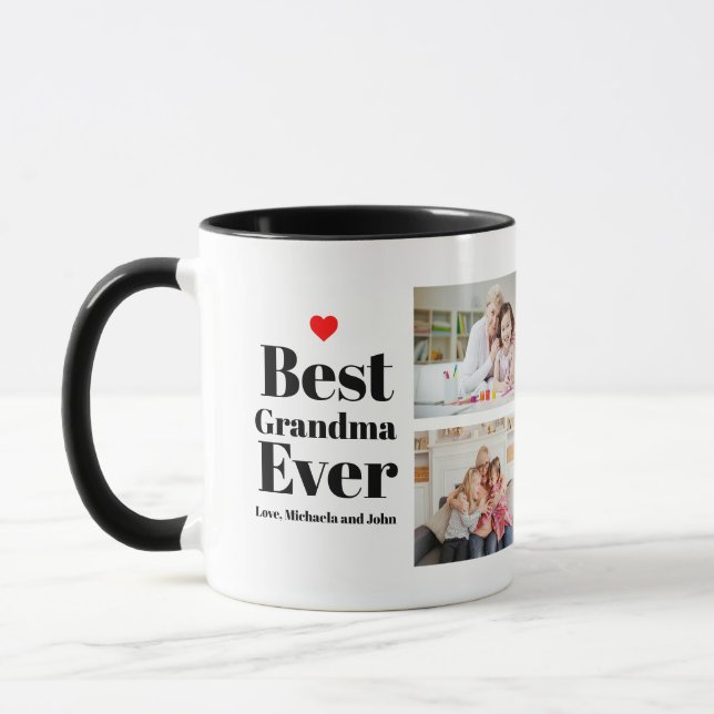 Best Grandma Ever Heart 2 Photo Collage Mug (Left)