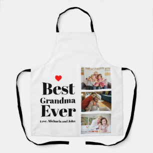 Best Grandma Ever Heart 3 Photo Collage Apron