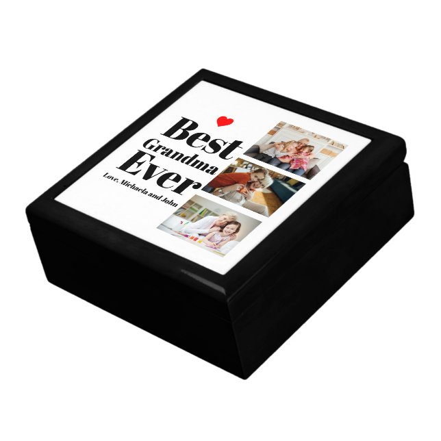 Best Grandma Ever Heart 3 Photo Collage Gift Box (Side)