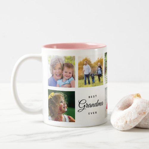 Best Grandma Ever Modern Chic Family Photo Collage Two_Tone Coffee Mug