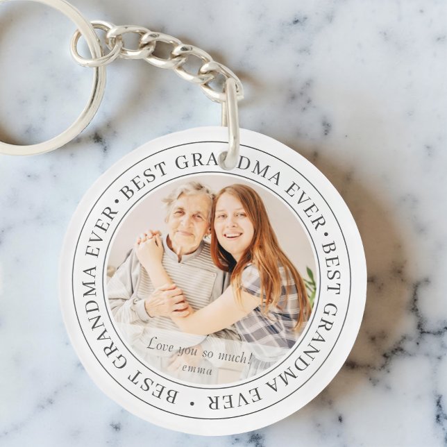 Best Grandma Ever Modern Classic Photo Keychain (Creator Uploaded)