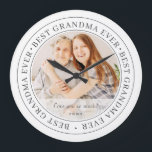 Best Grandma Ever Modern Classic Photo Large Clock<br><div class="desc">This simple and classic design is composed of serif typography and add a custom photo. "Best Grandma Ever" circles the photo of your grandma,  gramma,  grandmother,  granny,  mee-maw,  lola etc</div>