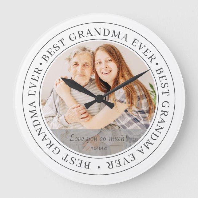 Best Grandma Ever Modern Classic Photo Large Clock (Front)