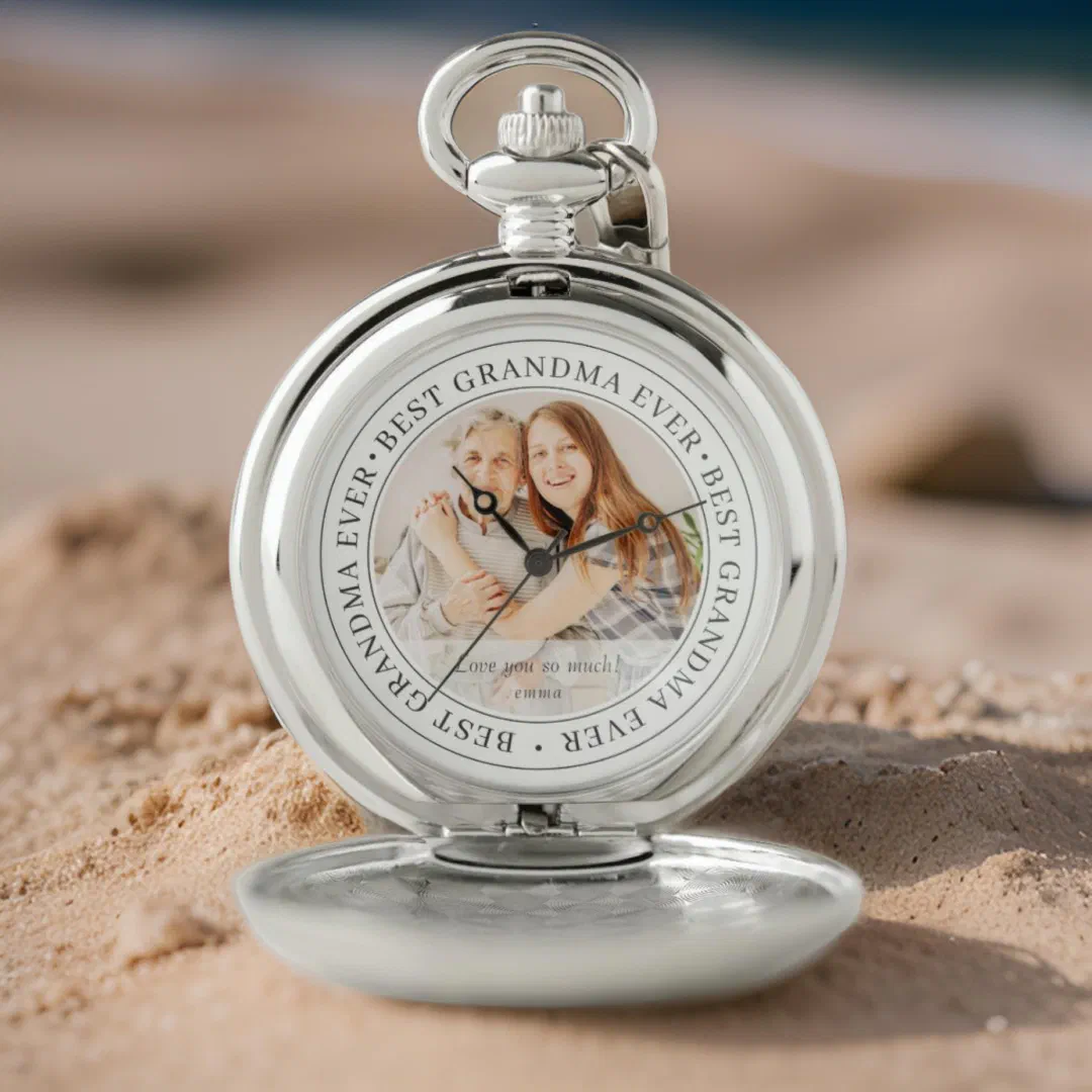 Best Grandma Ever Modern Classic Photo Pocket Watch