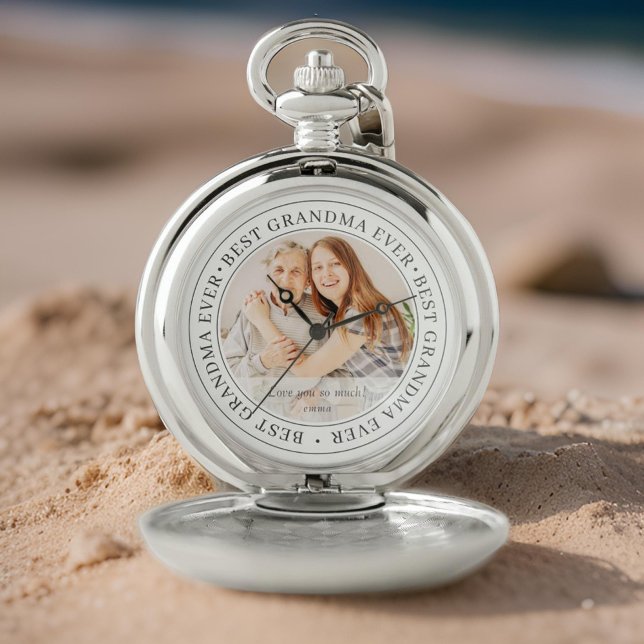 Best Grandma Ever Modern Classic Photo Pocket Watch (Creator Uploaded)