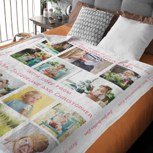 Best Grandma Ever Modern Custom 12 Photo Collage Fleece Blanket