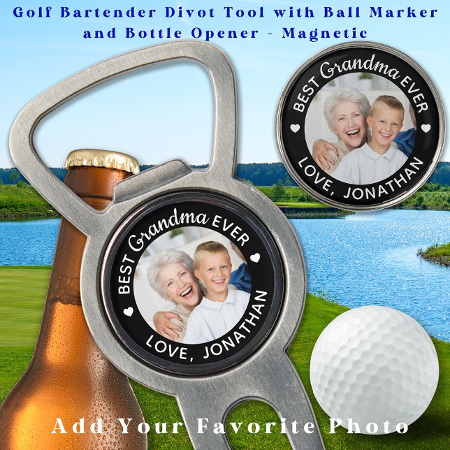 Best Grandma Ever Modern Custom Photo Golf Divot Tool (Creator Uploaded)