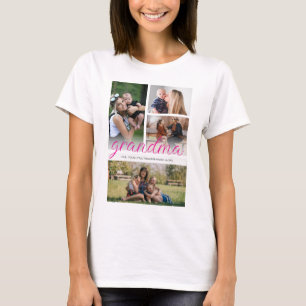Best grandma Ever Modern Personalized 4 Photo T-Shirt