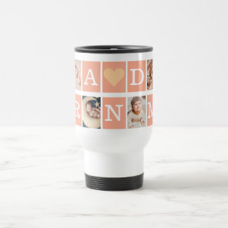 Best grandma Ever Modern Script 4 Photo Collage Travel Mug