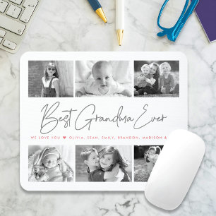 Best Grandma Ever Modern Script 6 Photo Collage Mouse Pad